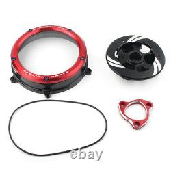 Clear Clutch Cover Guard Kit Red for Ducati Panigale 1199 1299 959 R S 2012-2020