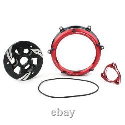 Clear Clutch Cover Guard Kit Red for Ducati Panigale 1199 1299 959 R S 2012-2020