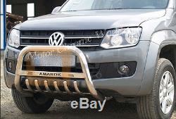 FITS VW VOLKSWAGEN AMAROK BULL BAR CHROME AXLE NUDGE A-BAR 60mm 2009-2016 LOGO